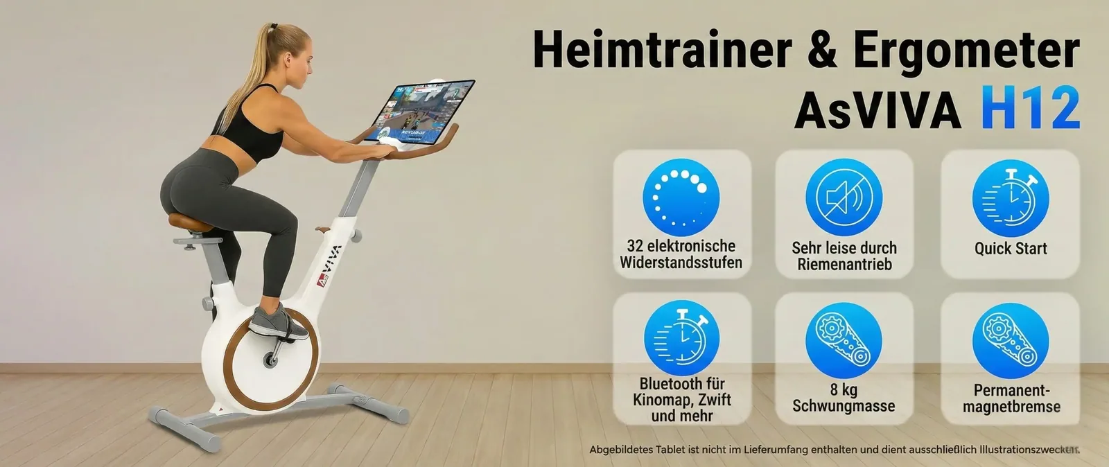 AsVIVA H12 vélo d'appartement et ergomètre – points forts en un coup d'œil