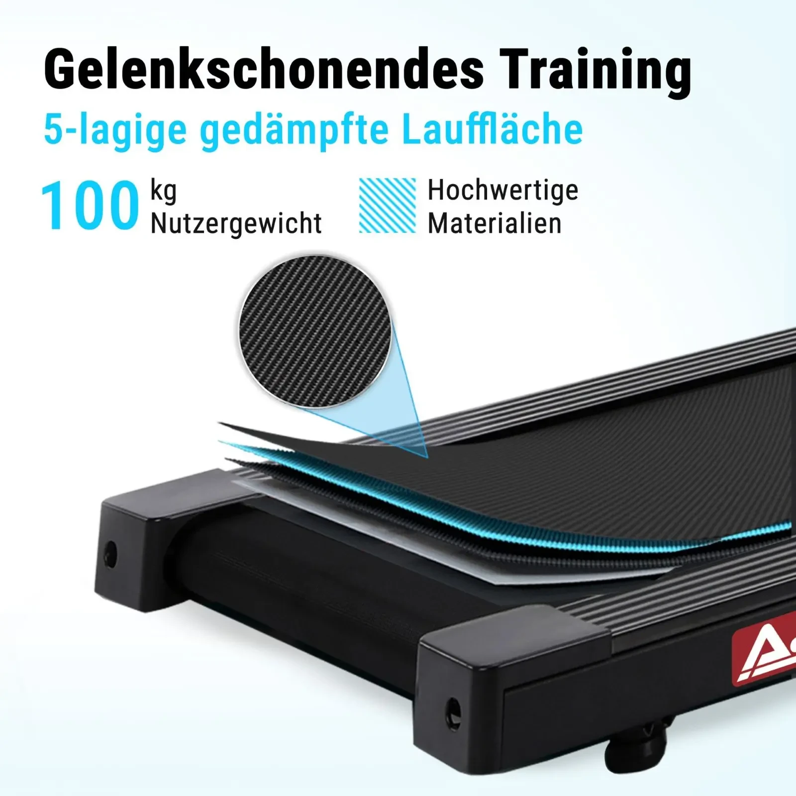Entraînement ménageant les articulations – surface de course amortie à 5 couches