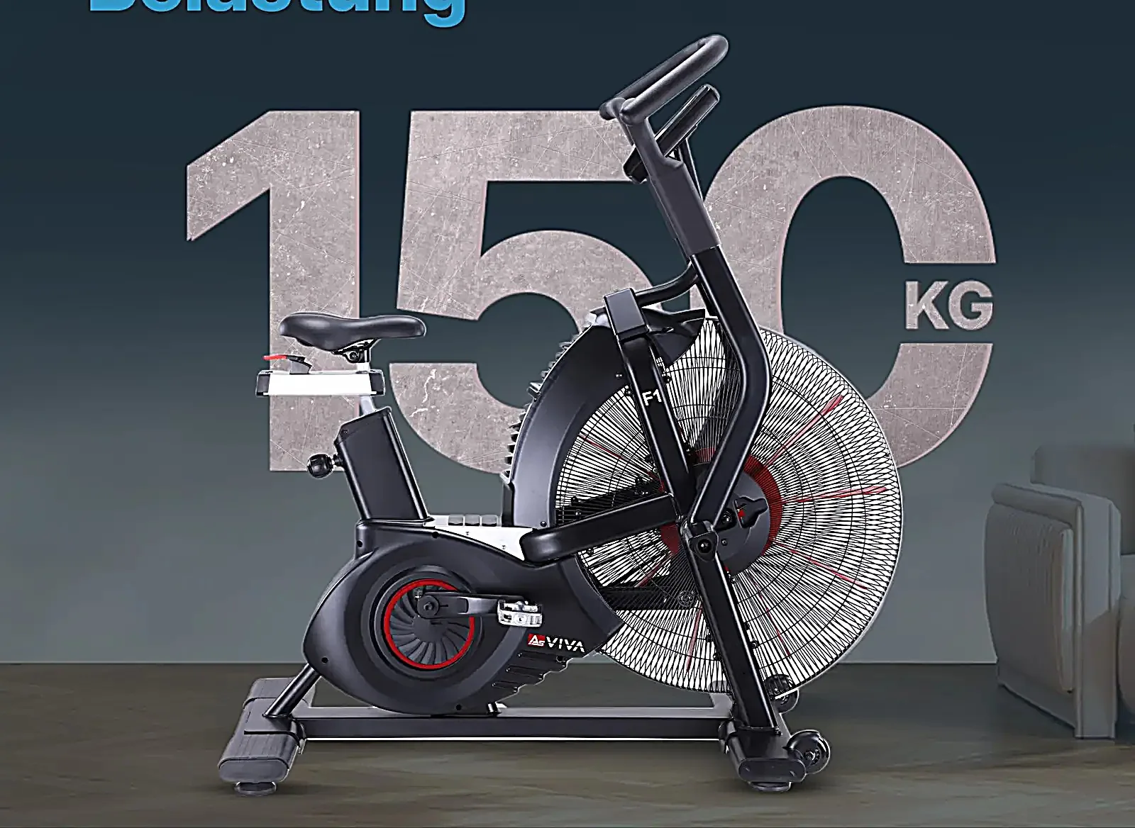 AsVIVA F1 Air Bike vélo d'appartement – composants et équipement en un coup d'œil