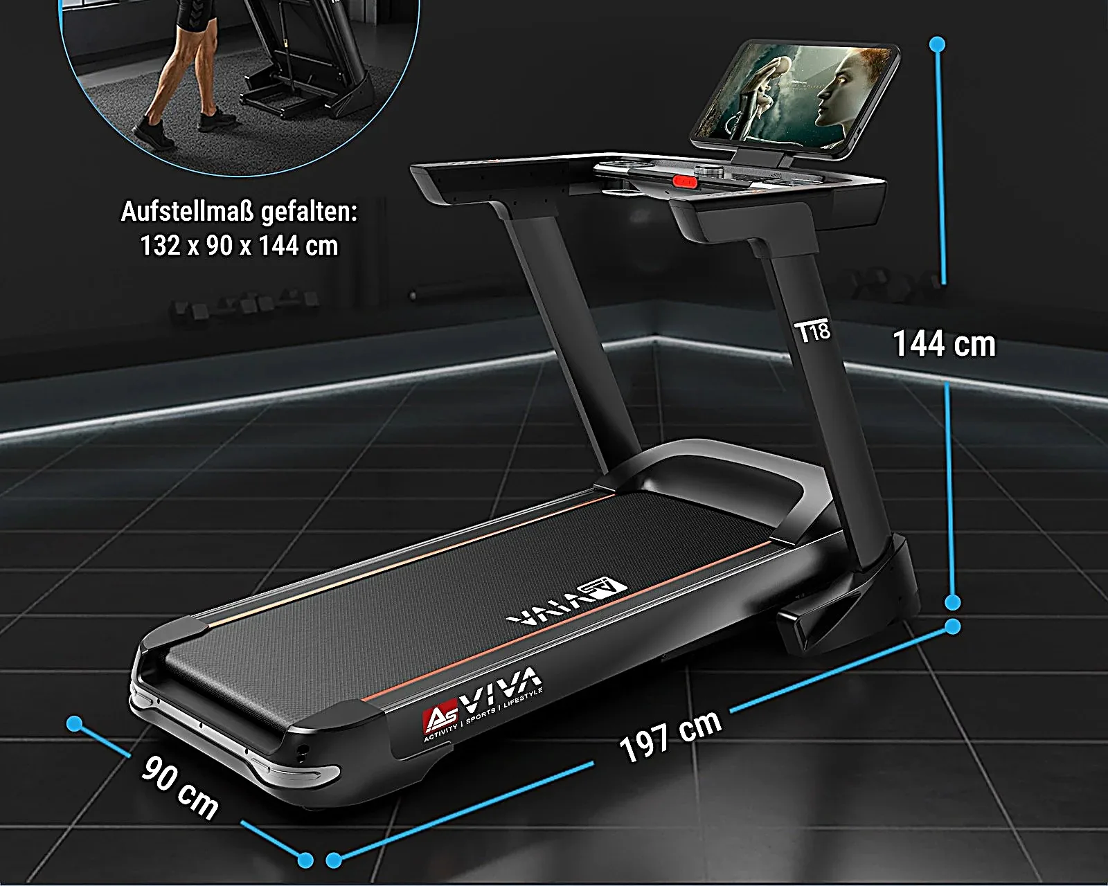 AsVIVA T18 Pro tapis de course – caractéristiques en un coup d'œil
