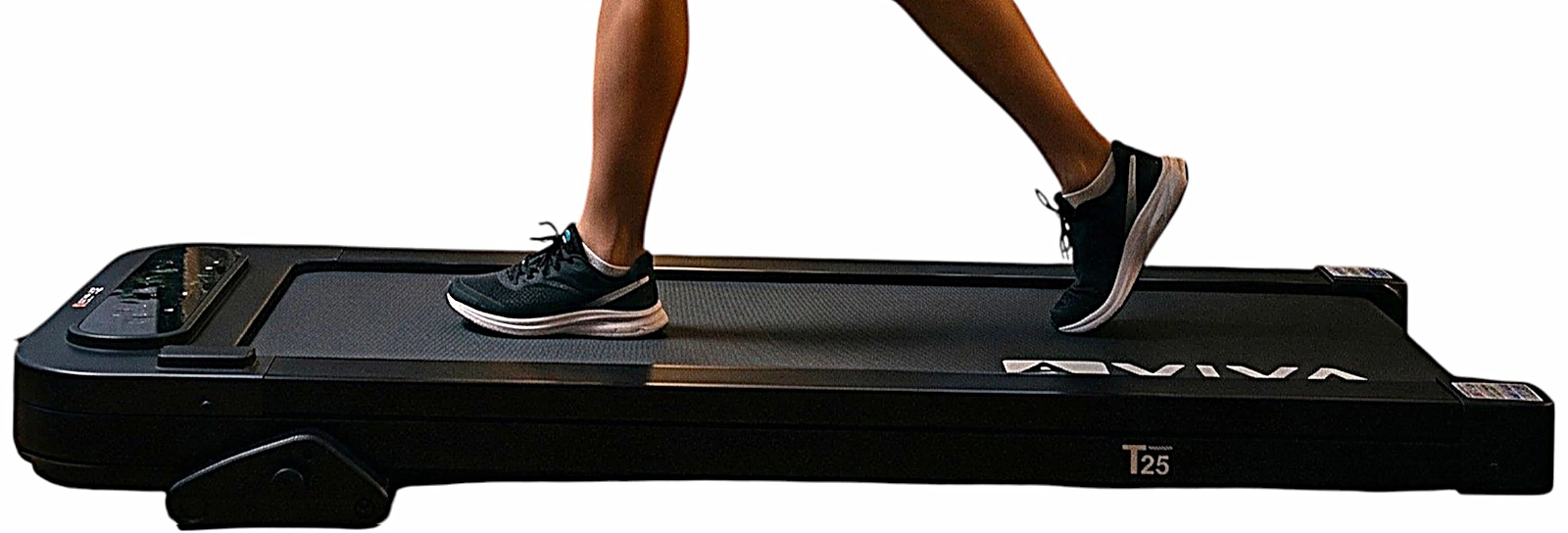 AsVIVA Walking Pad tapis de course Smart T25 – vue de côté avec caractéristiques en un coup d'œil