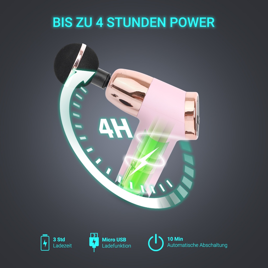 La batterie puissante du pistolet de massage AsVIVA MGN2 en rosé pour une utilisation sans fil La batterie puissante du pistolet de massage AsVIVA MGN2 en rosé pour une utilisation sans fil