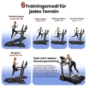 Six modes d'entraînement différents du tapis de course AsVIVA T30 Pro Max Climb Marathon pour un entraînement varié