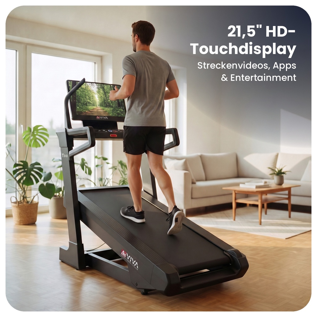 Grand écran tactile 21,5 pouces du tapis de course AsVIVA T30 Pro Max Climb Marathon pour le contrôle de l'entraînement