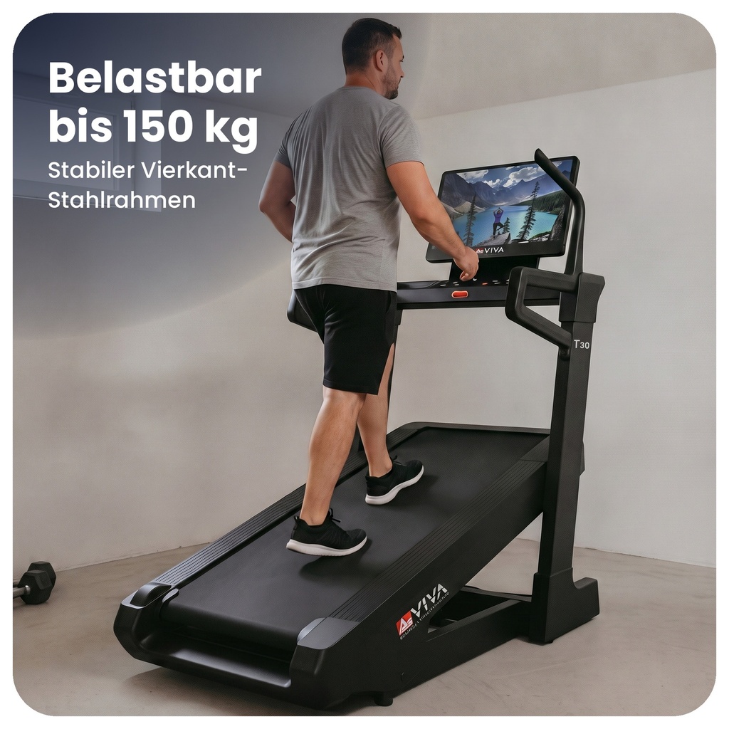 Structure robuste et châssis stable du tapis de course AsVIVA T30 Pro Max Climb Marathon