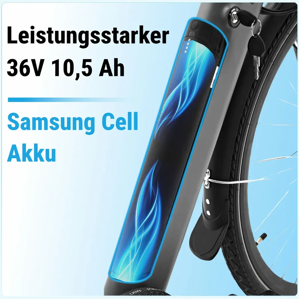 AsVIVA E-Bike urbain BC1C – 28 pouces – batterie