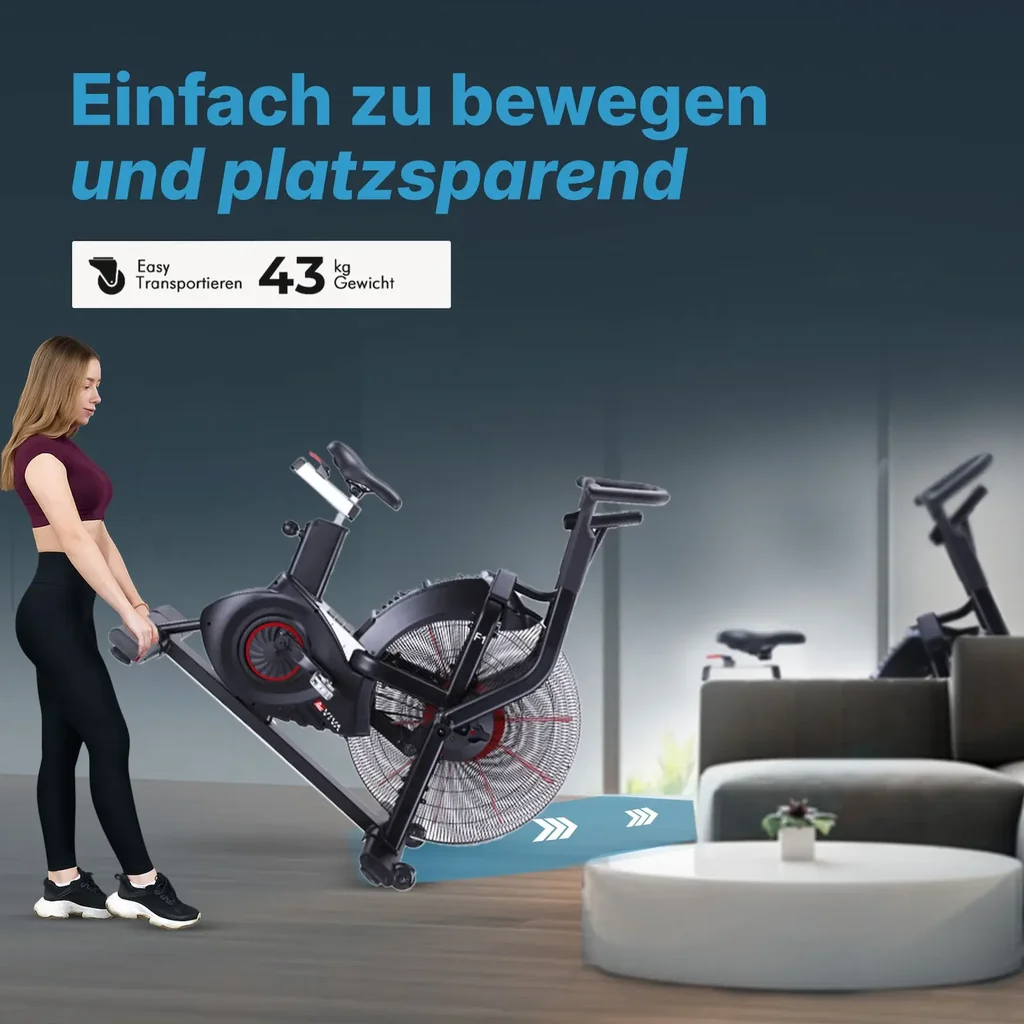 AsVIVA Air Bike Vélo d'appartement Semi-Pro F1 – résistance à l'air & gain de place