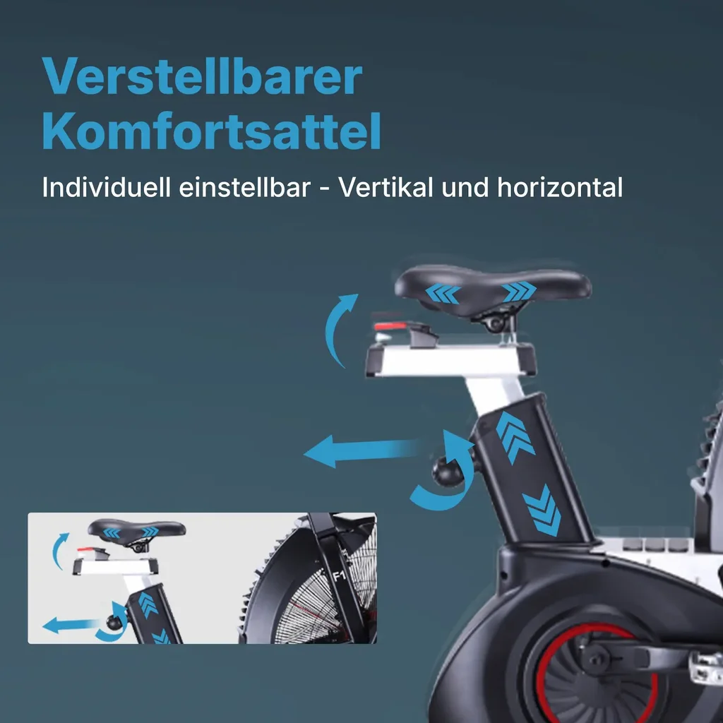 AsVIVA Air Bike Vélo d'appartement Semi-Pro F1 – résistance à l'air & réglable
