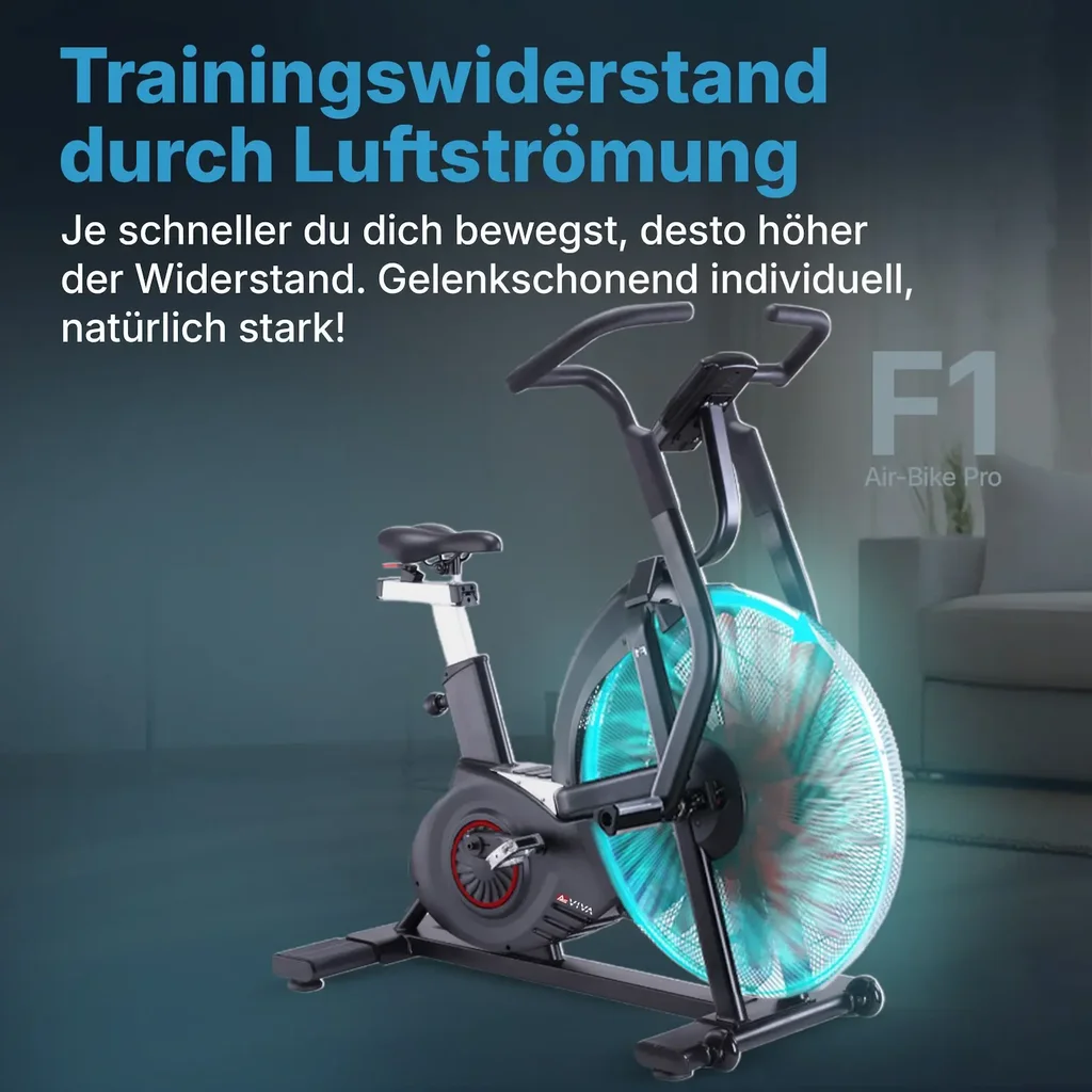 AsVIVA Air Bike Vélo d'appartement Semi-Pro F1 – résistance à l'air (3)