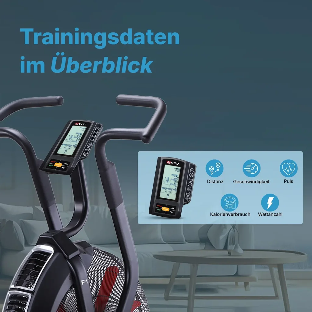 AsVIVA Air Bike Vélo d'appartement Semi-Pro F1 – résistance à l'air (4)