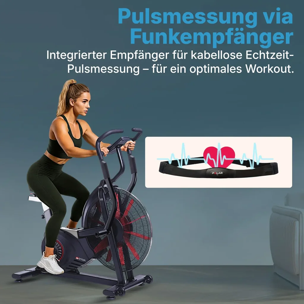 AsVIVA Air Bike Vélo d'appartement Semi-Pro F1 – résistance à l'air (5)