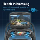 Mesure de la fréquence cardiaque par ceinture torse lors de l'entraînement sur le tapis de course AsVIVA T22 Studio Pro