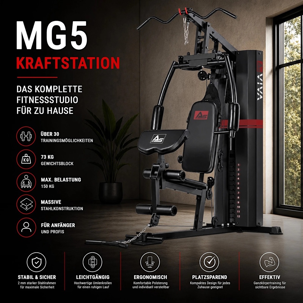 Station de musculation AsVIVA MG5 Pro – une salle de sport complète à domicile