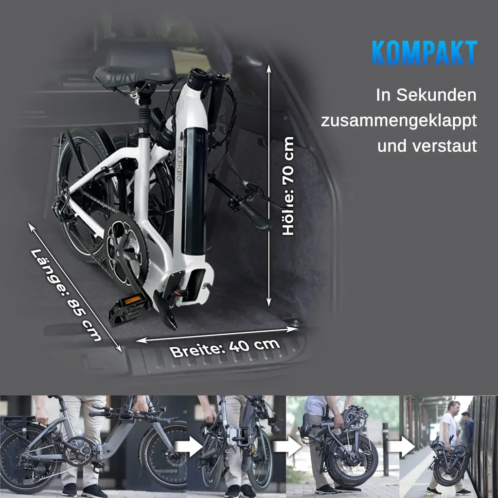 Vélo électrique pliable AsVIVA Stadtfalter B13 – Conception compacte