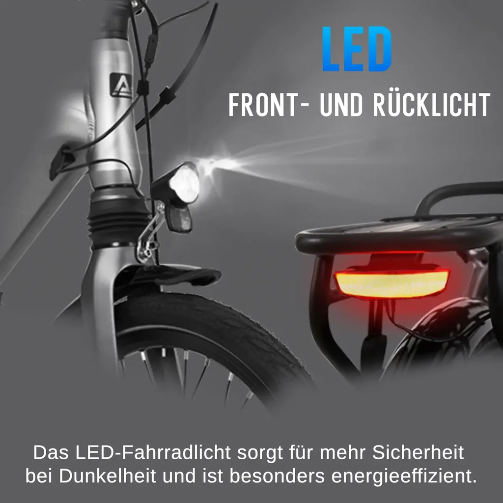 Vélo électrique pliable AsVIVA Stadtfalter B13 – Éclairage LED