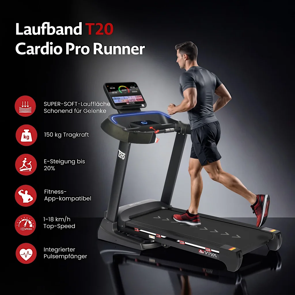 Tapis de course AsVIVA T20 Cardio Pro Runner