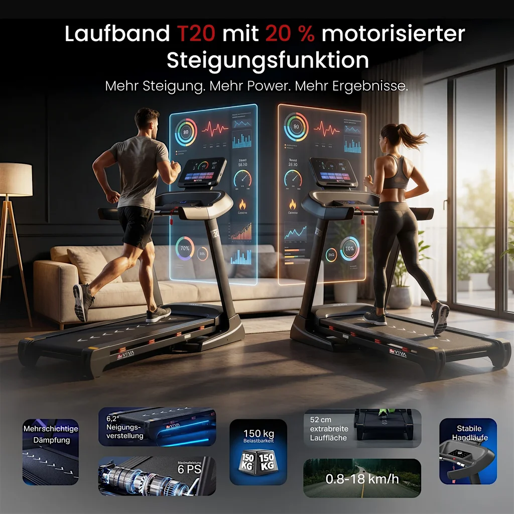 Tapis de course AsVIVA T20 Cardio Pro Runner – Vue 7