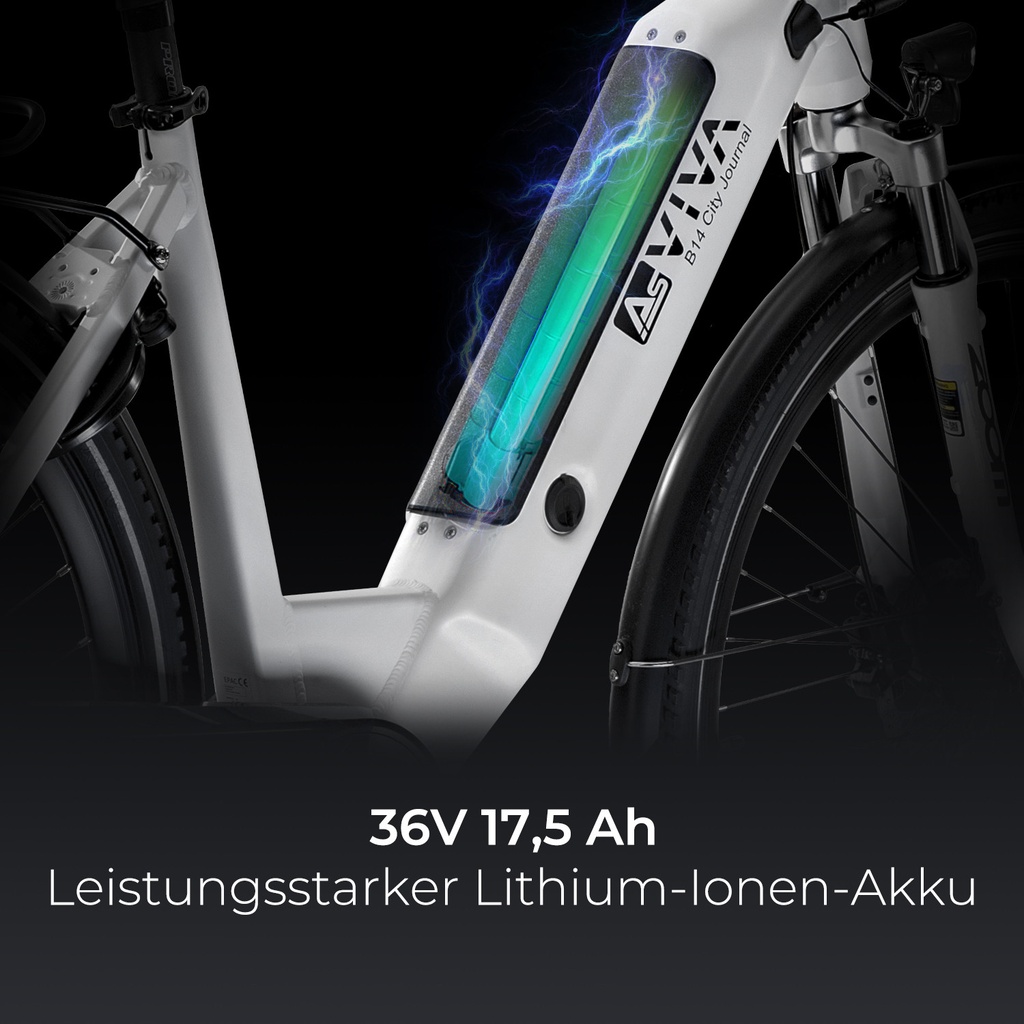 Vélo électrique de ville AsVIVA Stadtfalter B14 – Gris/Blanc – Vue 4