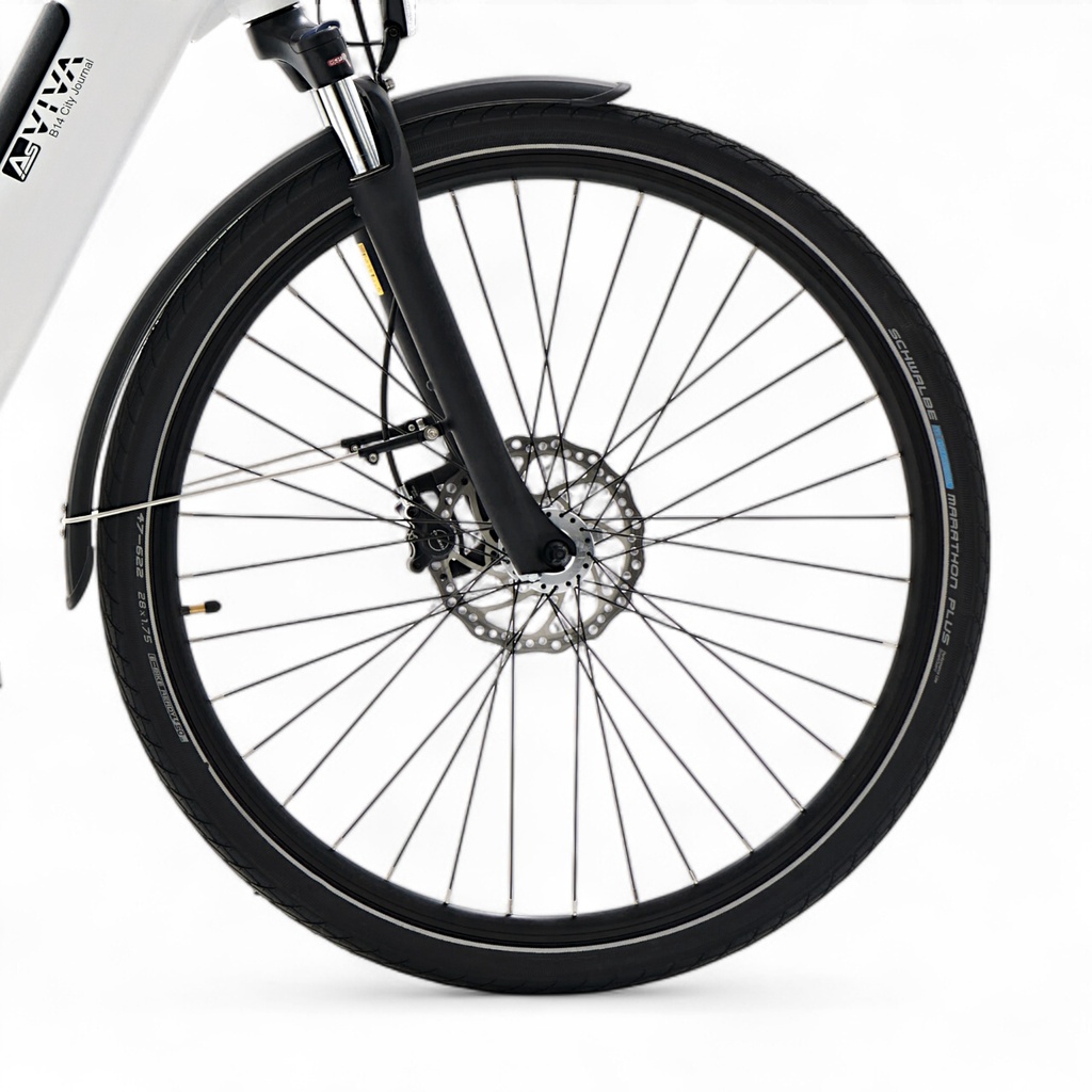 AsVIVA E-Bike urbain Stadtfalter B14 – Gris/Blanc – pneus
