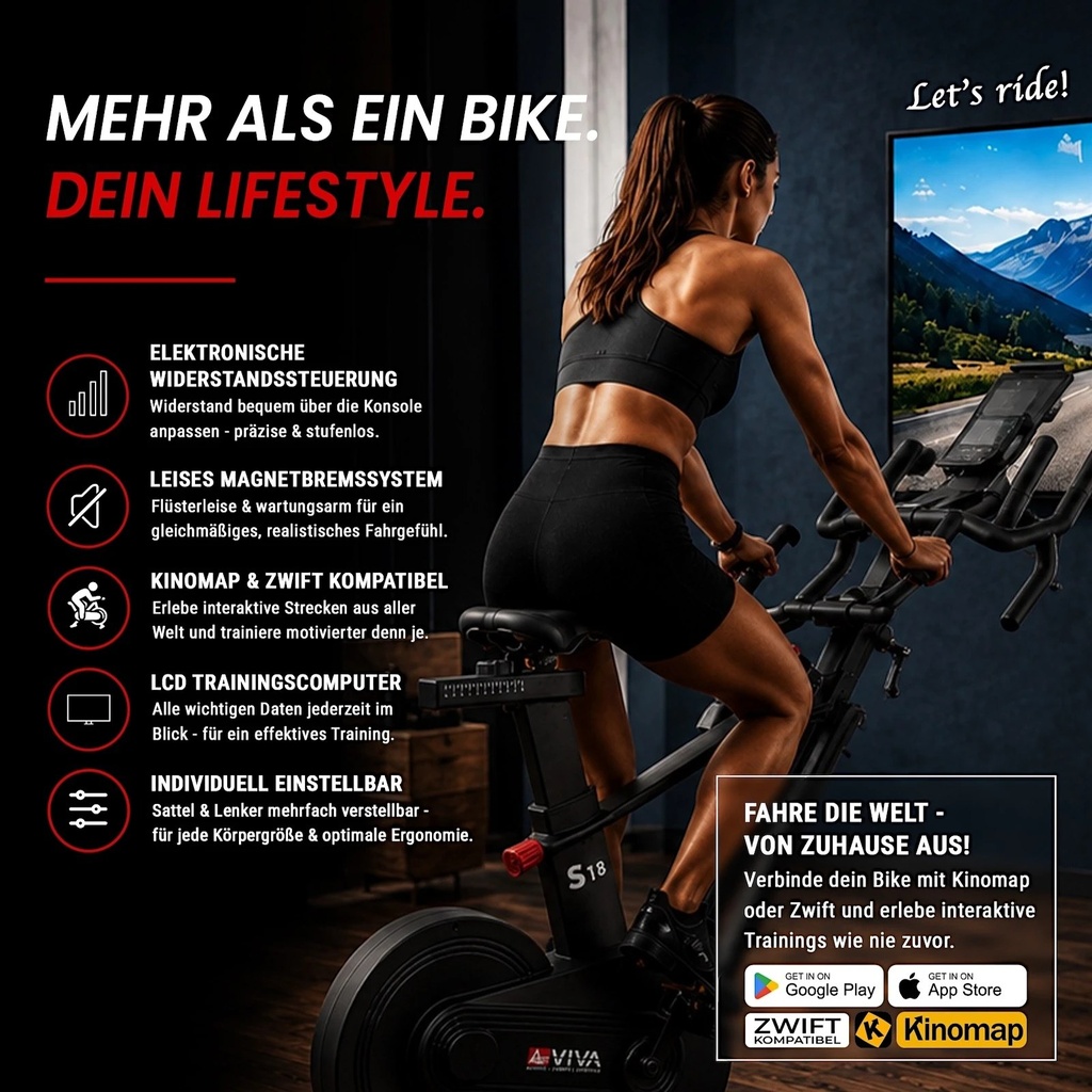 AsVIVA Speedbike Power S18 Pro – Connexion Kinomap & connexion Zwift