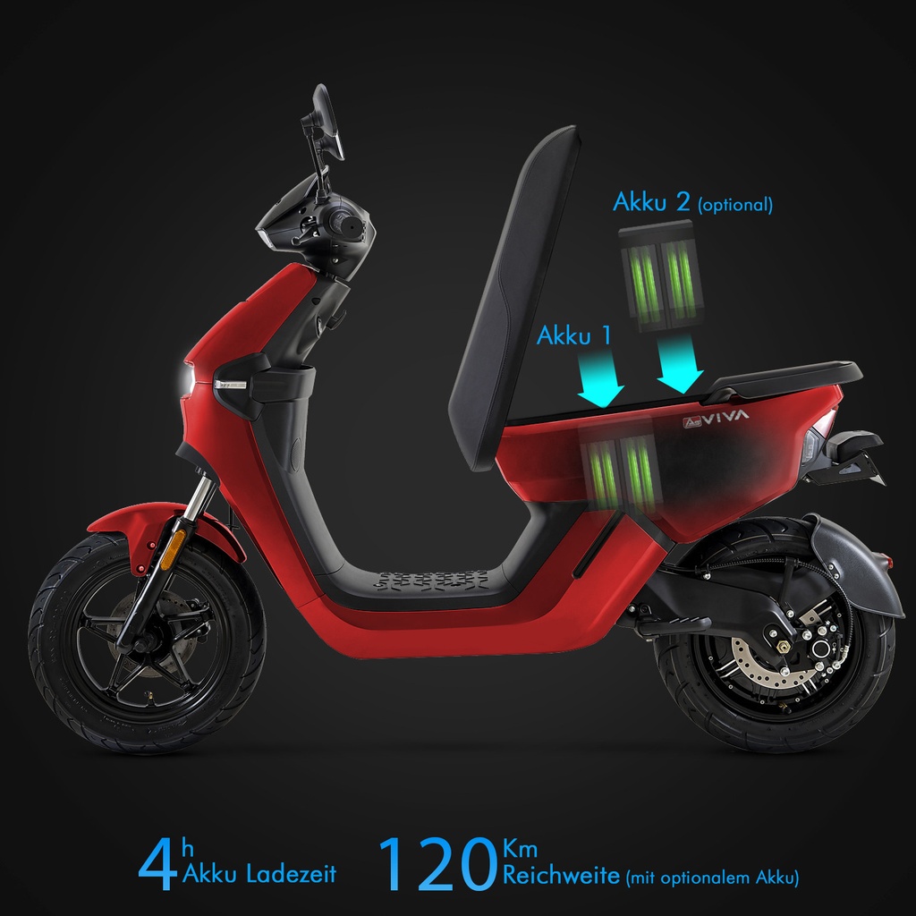 [EM1_RED] Scooter électrique AsVIVA EM1 rouge - Vue du produit