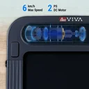Moteur puissant du tapis de course Walking Pad AsVIVA T25 avec indication de la vitesse en km/h et de la puissance en PS