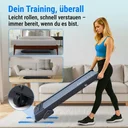Design plat et peu encombrant du tapis de course Walking Pad AsVIVA T25 pour un rangement facile sous le canapé