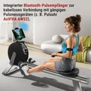 Rameur AsVIVA RA20 en noir avec récepteur de pouls Bluetooth intégré