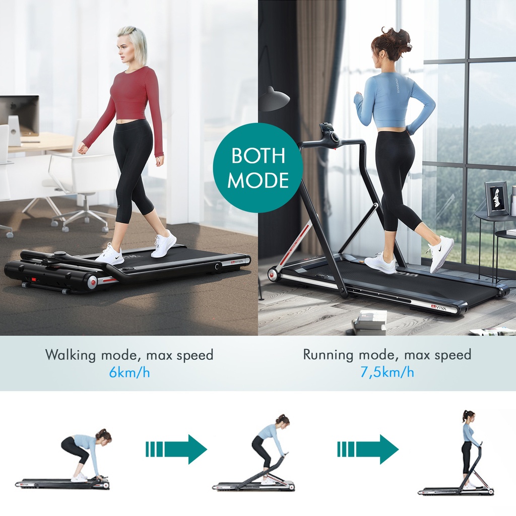 AsVIVA T19 – mode marche jusqu'à 6 km/h et mode course jusqu'à 7,5 km/h