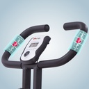 Capteurs de pouls tactiles sur le guidon du vélo d'appartement AsVIVA H14 en noir pour mesurer la fréquence cardiaque pendant l'entraînement