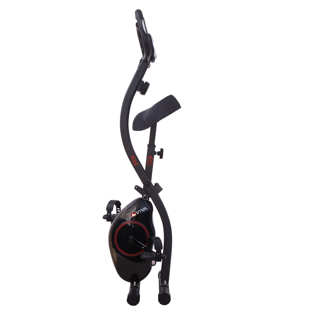 Vélo d'appartement AsVIVA H14 en noir plié pour un gain de place et un rangement facile