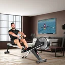 Rameur AsVIVA RA10 Pro en utilisation lors de l'entraînement à domicile à la maison