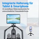 Support intégré pour tablette et smartphone sur le rameur AsVIVA RA12 pour s'entraîner avec des applications
