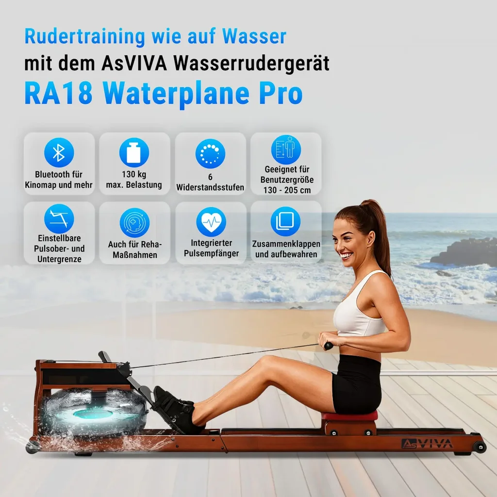 AsVIVA RA18 Pro WaterPlane – Wasserrudergerät für zuhause