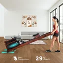 Rameur à eau AsVIVA RA18 Pro rangé à la verticale pour un gain de place dans les petits espaces