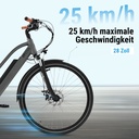 City E-Bike B15 (Grau, brauner Sattel, breites Display) – 25 km/h Höchstgeschwindigkeit