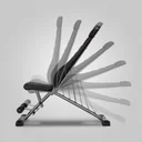 Banc de musculation pliable AsVIVA WB2 replié de manière compacte pour un rangement facile à la maison